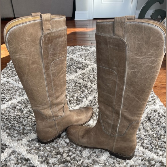 Frye Paige Tall Riding Boot: Tan Burnished Leather-77534 - Picture 2 of 10